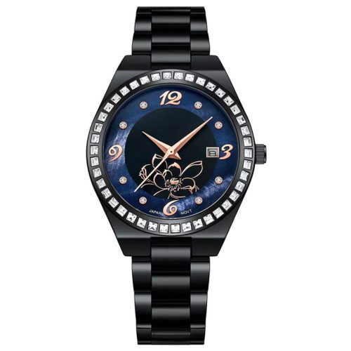 Custom quartz movement luxury diamond bezel watches with enamel dial for women